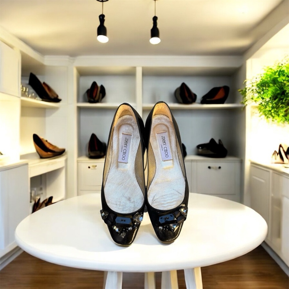 Jimmy Choo Black Patent Leather Heels. 38